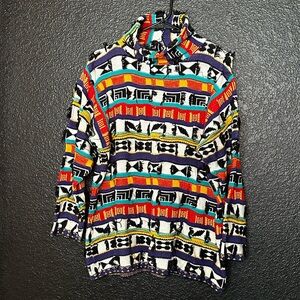 Vintage Leoniak Coogi Style Vibrant Geometric Knit Pullover 80s/90s Sweater